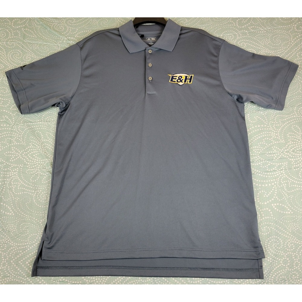 Adidas Climalite Mens Large Gray Emory & Henry College Golf Polo Shirt B38417